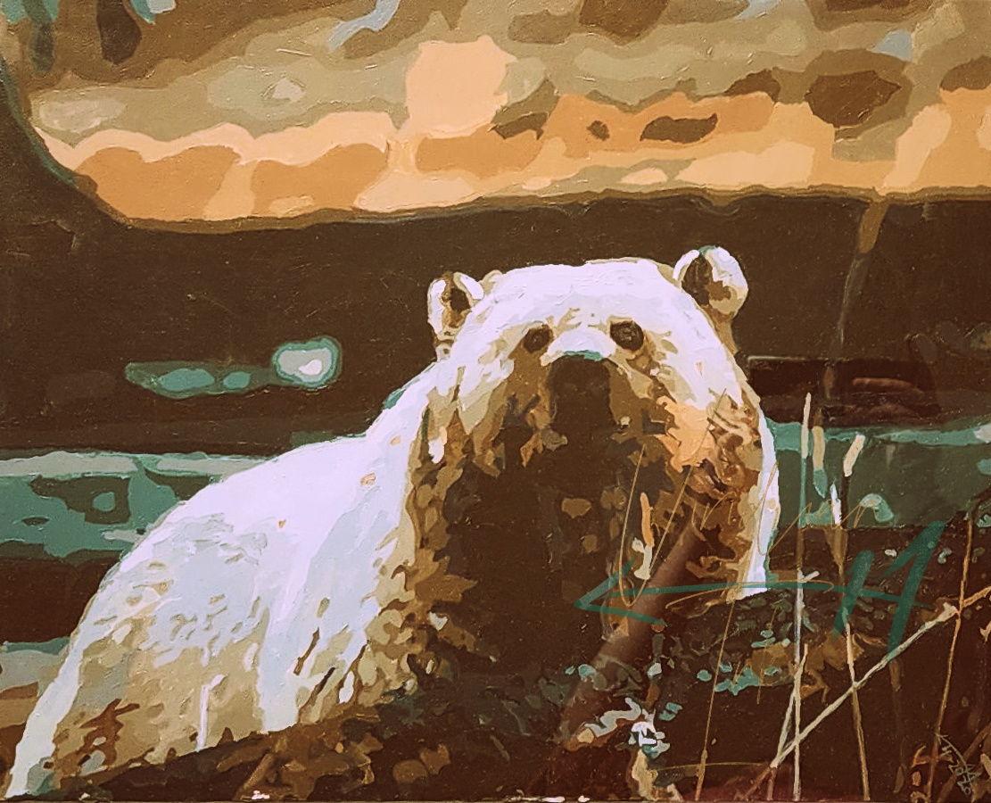 Painting of the grizzly bear formerly known as 399, Mother of the Tetons, or Silver Lady